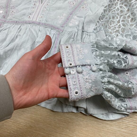 NWT Free People Boogie All Night Blouse Size L Color Blue - Picture 5 of 7